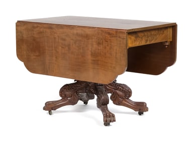 AMERICAN 19TH C. CLASSICAL CARVED TABLE.