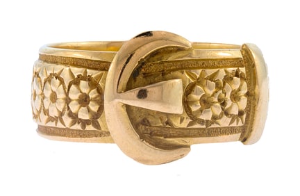 VICTORIAN 18K GOLD ENGLISH BELT & BUCKLE RING.