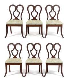 SIX 19TH C. NY MAHOGANY DINING CHAIRS.