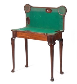 18TH C. QUEEN ANNE MAHOGANY GAMES TABLE.