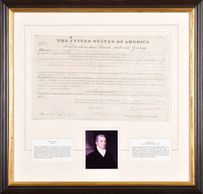 1824 LAND GRANT DOCUMENT SIGNED BY JAMES MONROE.