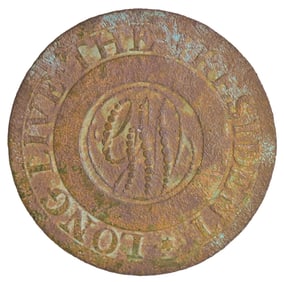 18TH C. DOTTED SCRIPT GW INAUGURAL BUTTON.