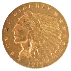 1915 2.5 DOLLAR INDIAN GOLD PIECE.