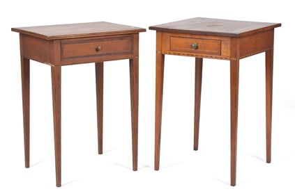 TWO 19TH C. INLAID CHERRY HEPPLEWHITE STANDS.