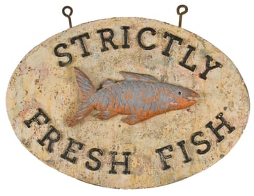 VINTAGE FISH MONGER TRADE SIGN.