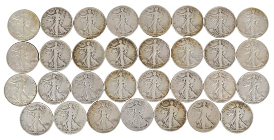 31 WALKING LIBERTY HALVES.