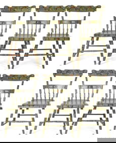 SIX 19TH C. PAINT DECORATED PA CHAIRS.