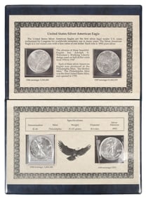 FOUR AMERICAN 1 OZ. SILVER EAGLE COINS.