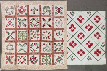TWO MID-19TH C. APPLIQUÉ QUILTS.