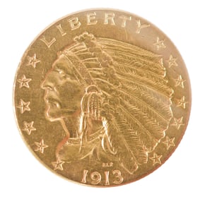 1913 US 2.5 DOLLAR GOLD PIECE.