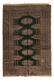 VINTAGE BOKARA DARK GREEN SCATTER RUG.