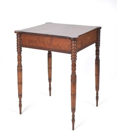 19TH C. NH FIGURED MAPLE STAND.