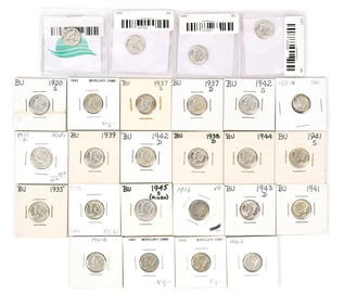 26 ASSORTED MERCURY DIMES.