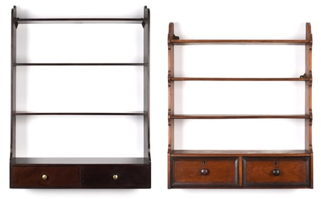 TWO 19TH C. HANGING WALL SHELVES.