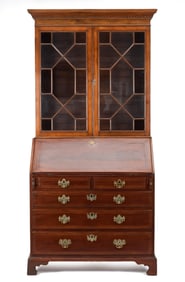 ANTIQUE INLAID GEORGIAN MAHOGANY SECRETARY.