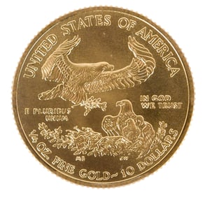 2019 AMERICAN GOLD 1/4 OZ EAGLE COINS AND ONE.