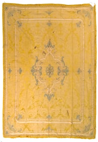 ANTIQUE EMBROIDERED SILK COVERLET.