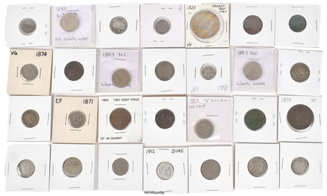 28 ASSORTED TYPE COINS.