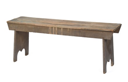 19TH C. GREY PAINTED NEW ENGLAND WATERING BENCH.