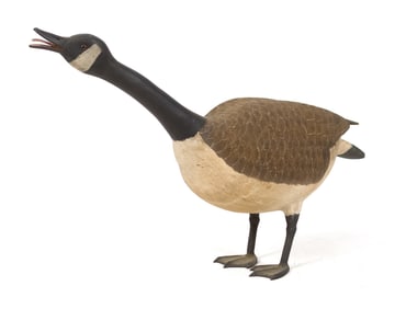 VINTAGE PAINTED WOODEN CANADIAN GOOSE DECOY.