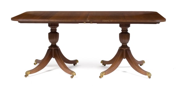20TH C. BIGGS DOUBLE PEDESTAL DINING TABLE.