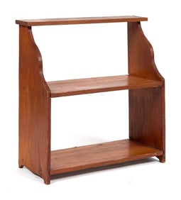 ANTIQUE CHILD’S SIZE RED STAINED BUCKET BENCH.