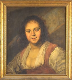 ALBERT JEAN ADOLPHE OIL, PORTRAIT OF WOMAN.