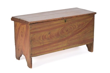 19TH C. AMERICAN PAINT DECORATED STORAGE BOX.