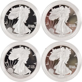 FOUR AMERICAN SILVER EAGLE PROOF COINS, 4PCS.