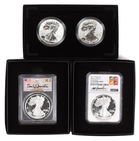 FOUR 2021 PROOF AMERICAN SILVER EAGLES.