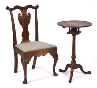 18TH C. PA WALNUT STAND AND CHAIR.
