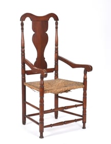 18TH C. AMERICAN FIGURED MAPLE GREAT CHAIR.