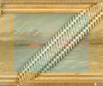 EARLY 20TH C. ASHCAN SCHOOL OIL, TUGBOATS.