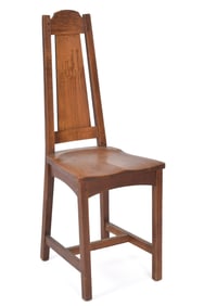 ANTIQUE LIMBERT ARTS & CRAFTS OAK SIDE CHAIR.