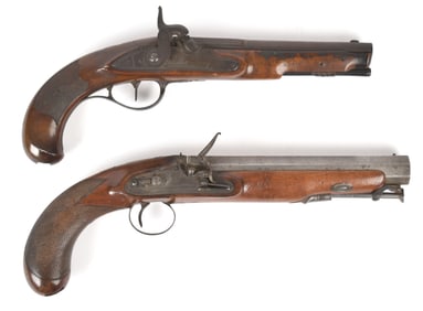 TWO 19TH C. ENGLISH PISTOLS.