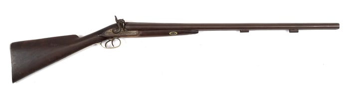 ANTIQUE CASED PERCUSSION SHOTGUN.