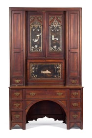 AESTHETIC PERIOD MOTHER-OF-PEARL INLAID SECRETARY.