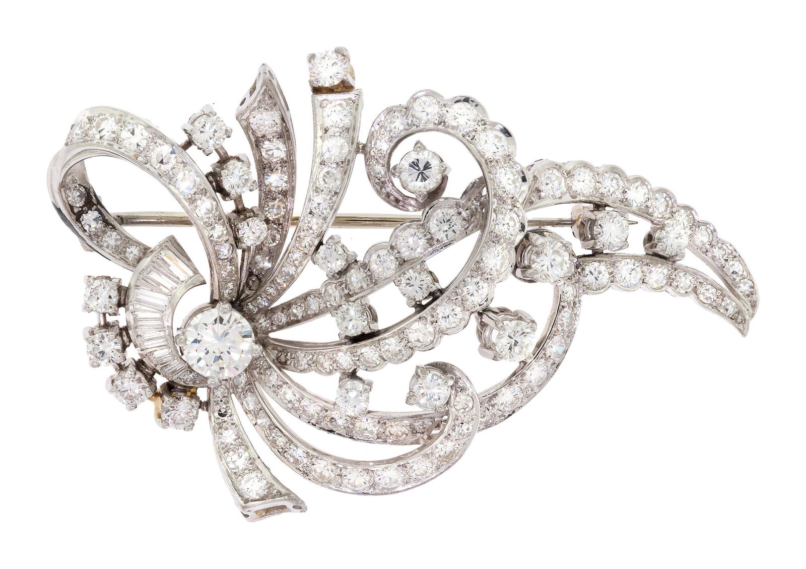 VINTAGE PLATINUM & DIAMOND SWIRL PIN. (1 of 6)