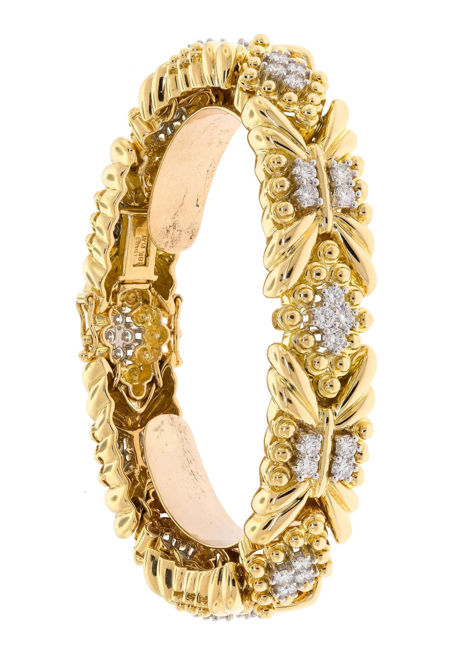 18K GOLD & PLATINUM DIAMOND BRACELET. (1 of 11)