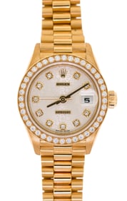 LADYS 18K GOLD ROLEX PRESIDENT DATEJUST WRIST WATCH.