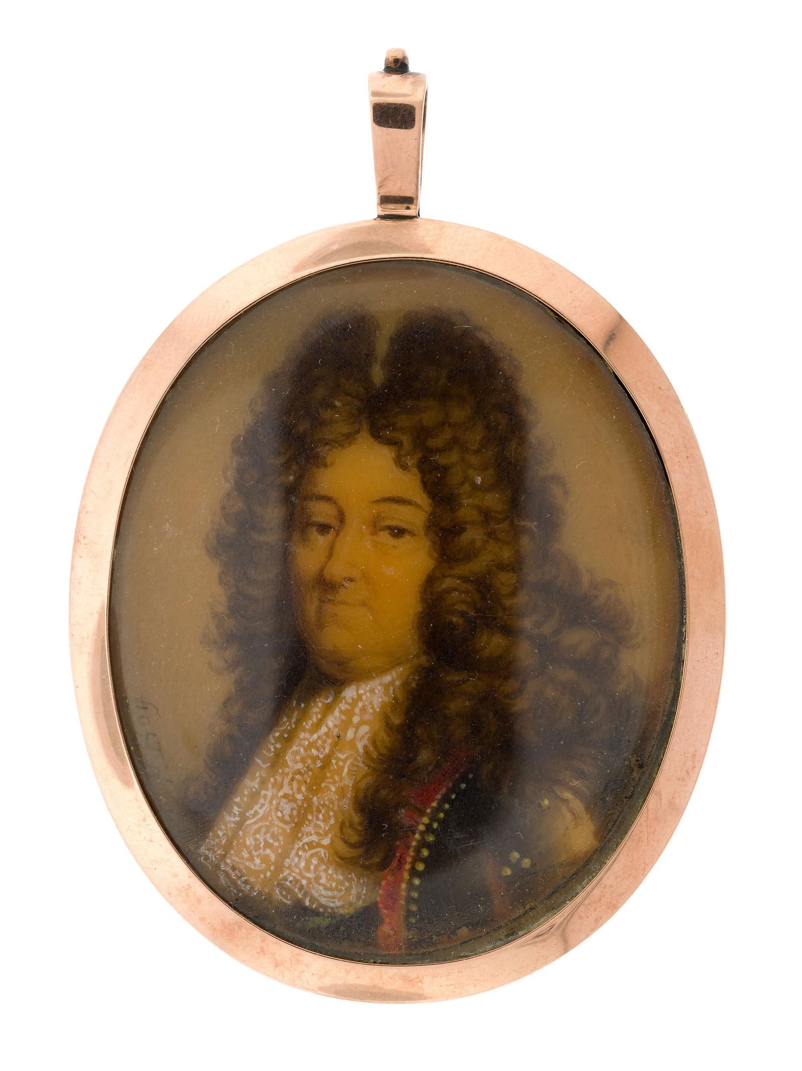 ANTIQUE 10K GOLD MINIATURE PORTRAIT PAINTING. (1 of 6)