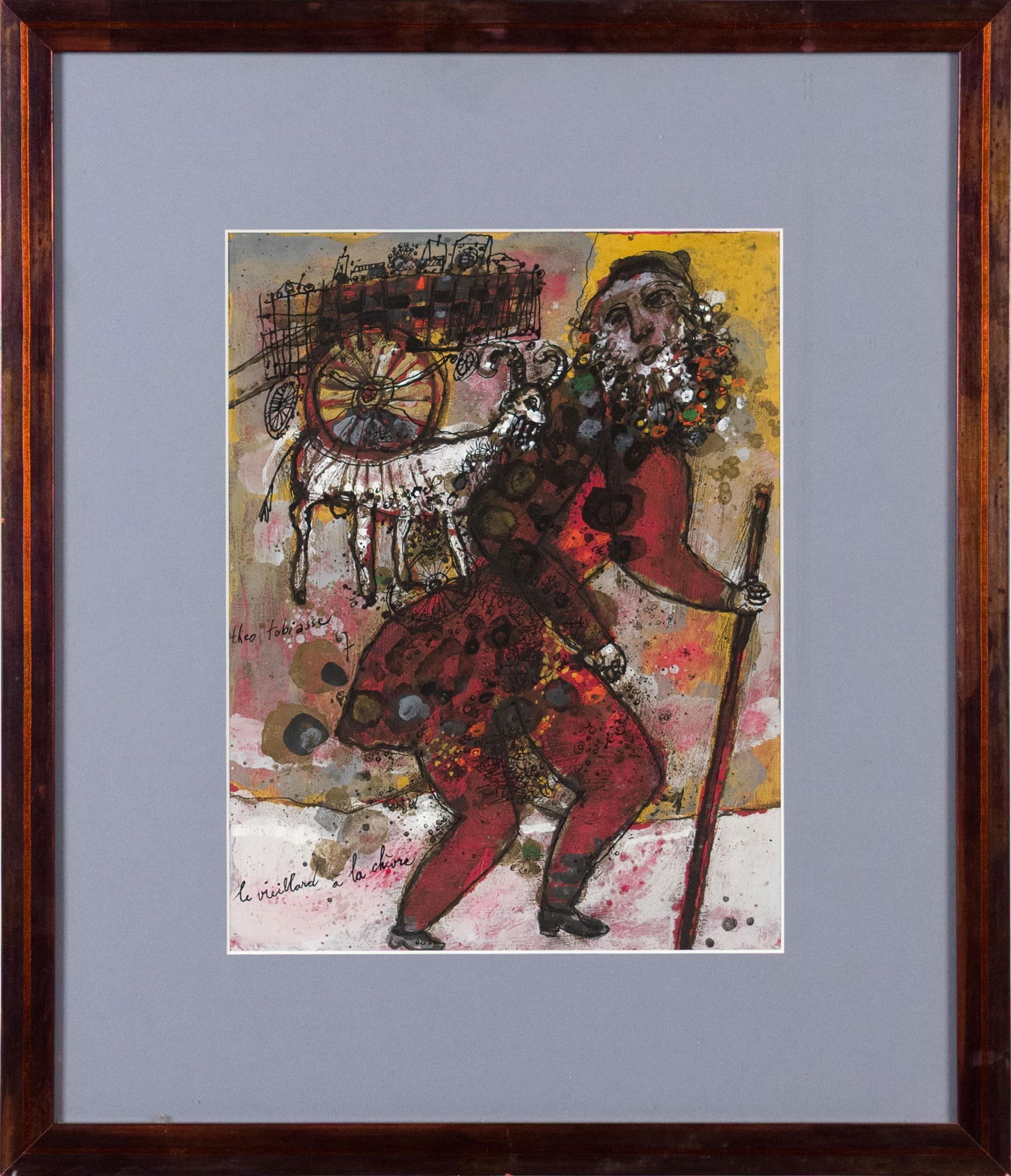 THEO TOBIASSE GOUACHE, LE VIEILLARD A LA CHEVRE. (1 of 10)