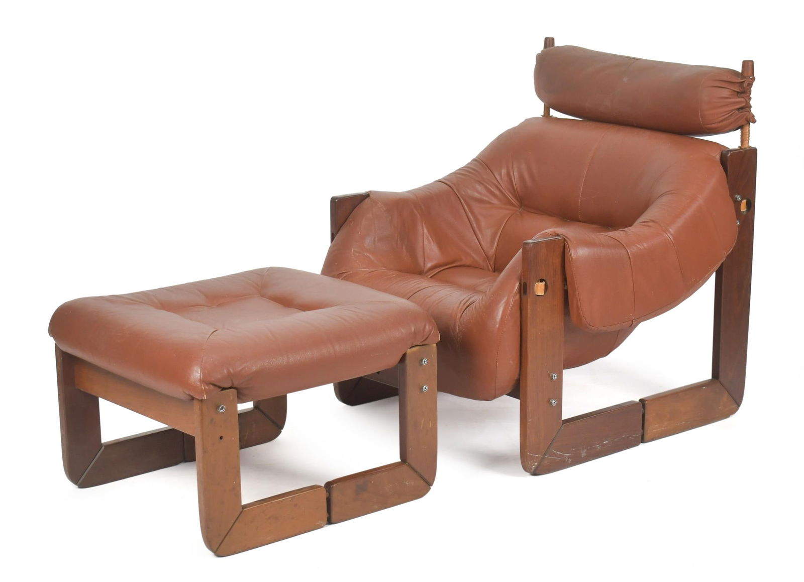 PERCIVAL LAFER LEATHER LOUNGE CHAIR AND OTTOMAN. (1 of 15)