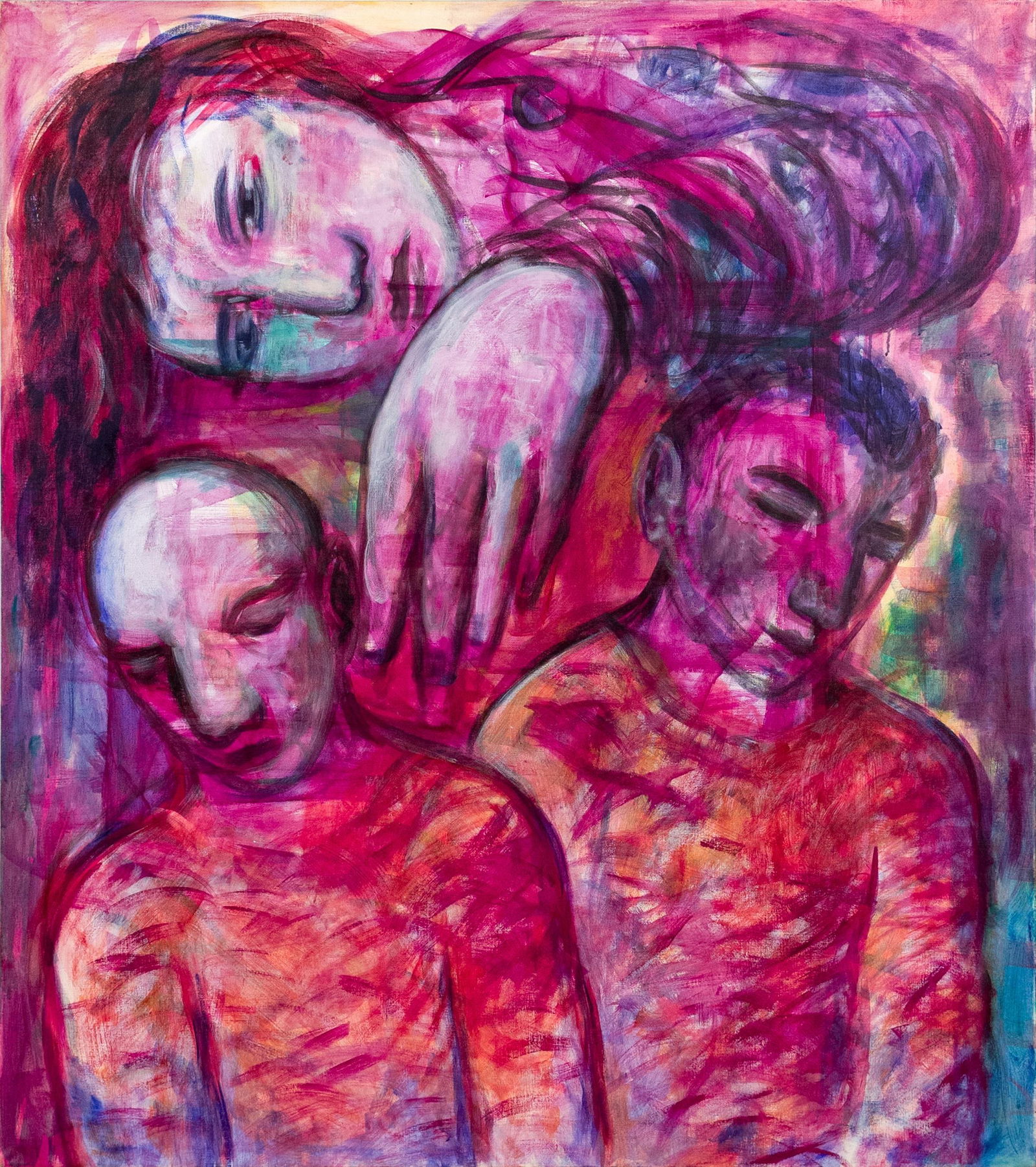 FRIEDMANN STOCKHAUSEN OIL, THREE HEADS, MAGENTA. (1 of 7)