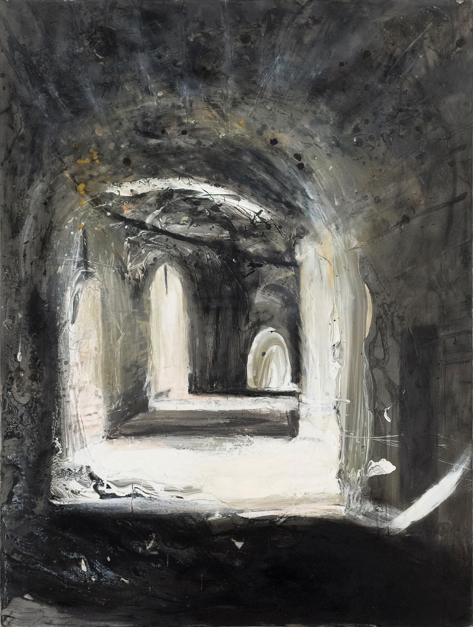 FREYA HANSELL OIL, CORRIDOR.: Freya Hansell (1940-2006) oil on canvas, Corridor, signed and dated on reverse, 1984. Includes original receipt. Unframed 48” x 36”.