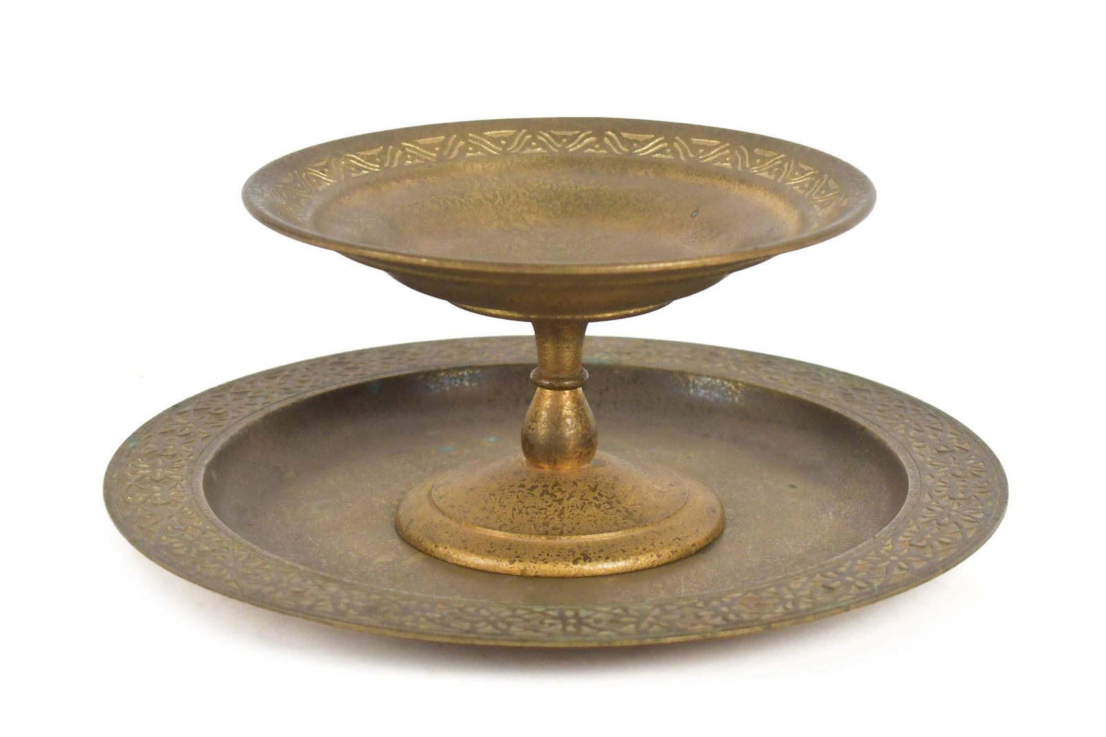 TWO TIFFANY STUDIO ITEMS, COMPOTE & BOWL. (1 of 15)