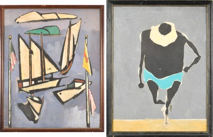 TWO ABSTRACT EXPRESSIONIST OILS, RICHARD ROGERS.