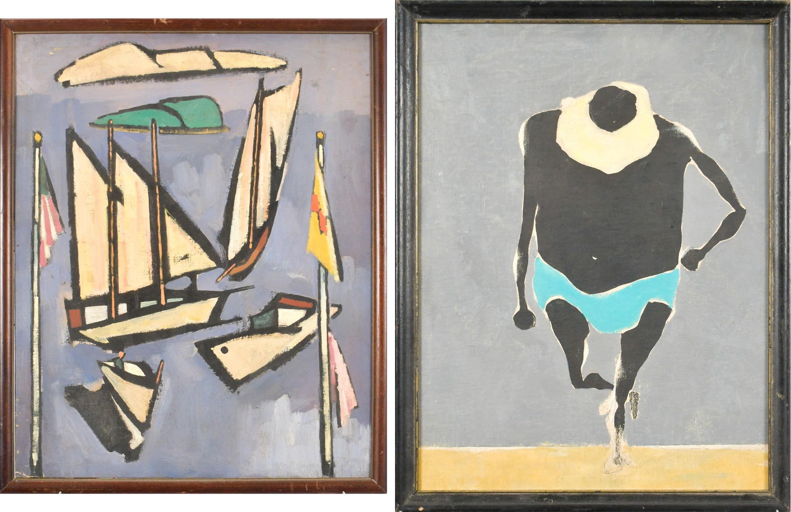 TWO ABSTRACT EXPRESSIONIST OILS, RICHARD ROGERS. (1 of 14)