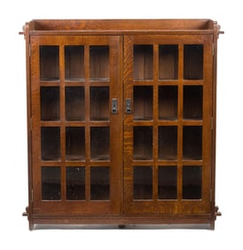 20TH C. STICKLEY DOUBLE DOOR BOOKCASE (1 OF 2).