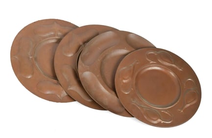 FOUR E.L.G. VINTAGE HAMMERED COPPER CHARGERS.